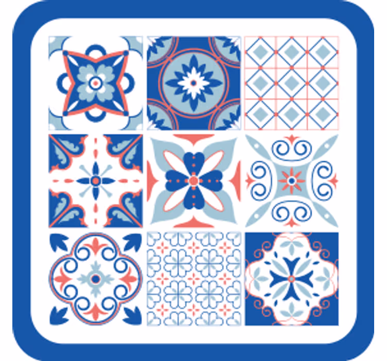 Portavasos azulejo con motivos geométricos - TenVinilo