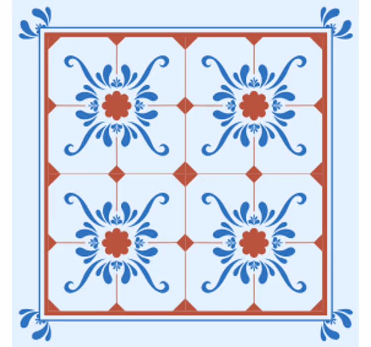 Portavasos azulejo con patrón floral decorativo - TenVinilo