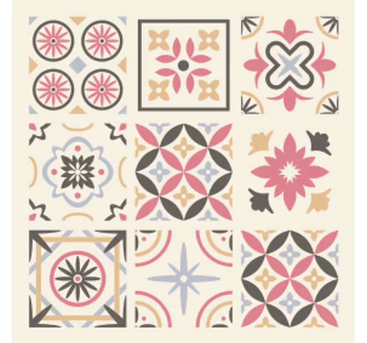 Portavasos azulejo elemento floral geométrico - TenVinilo