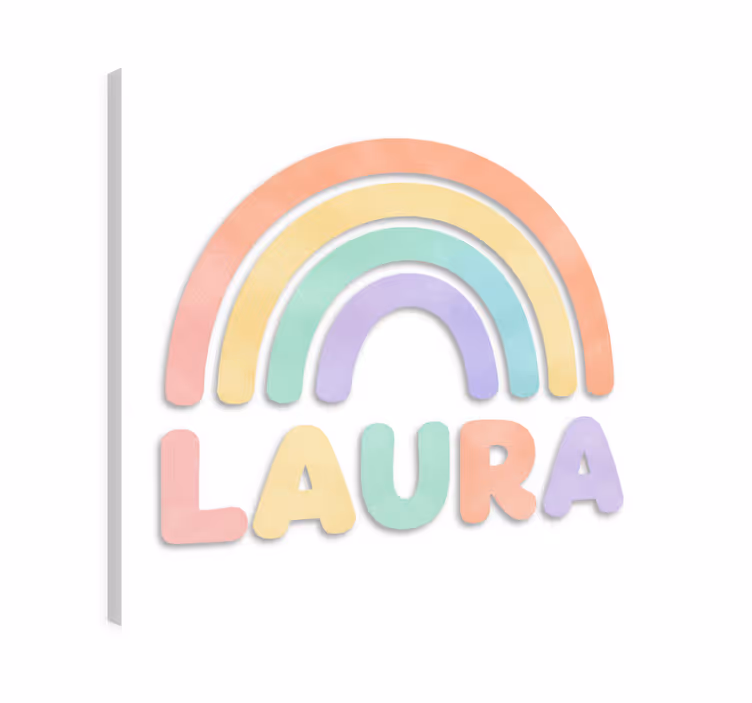 Cuadro infantil arcoíris personalizado con nombre - TenVinilo