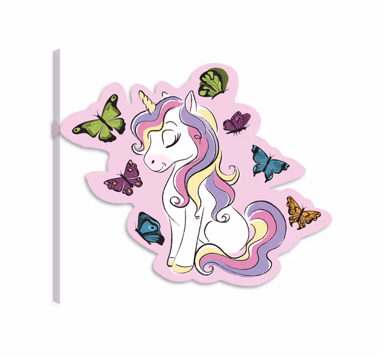 Cuadro de unicornios unicornio mágico con mariposas - TenVinilo