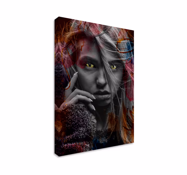 Cuadro moderno mirada felina artística - TenVinilo