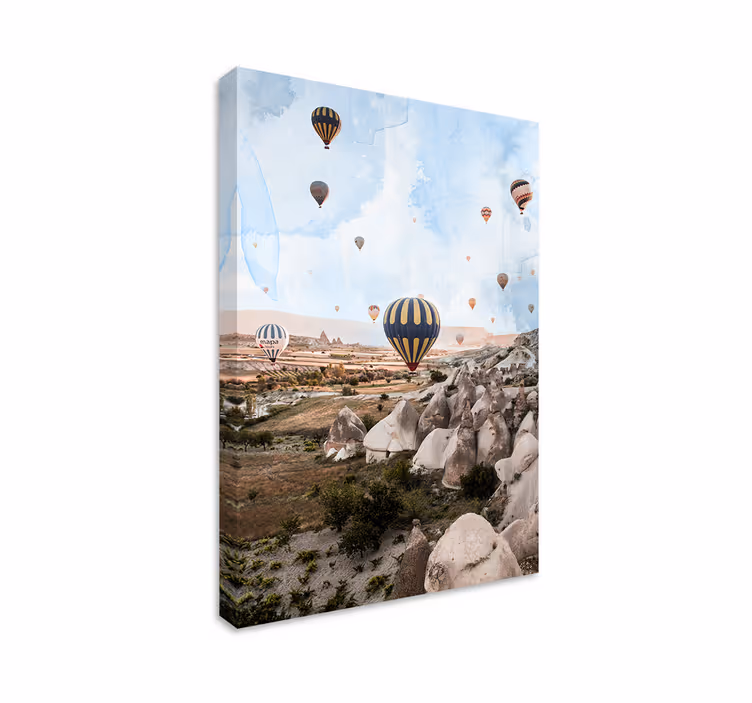 Cuadro paisaje globos aerostáticos volando - TenVinilo