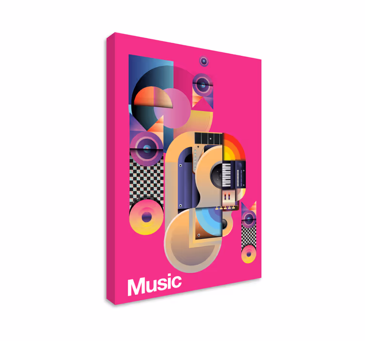 Cuadro musical discos e instrumentos vintage - TenVinilo