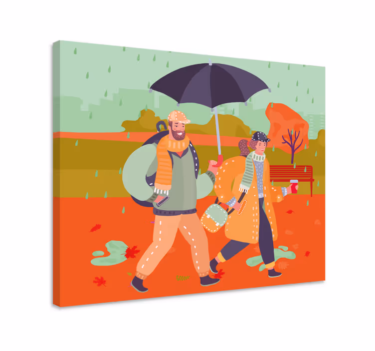 Cuadro de personas pareja caminando junta - TenVinilo