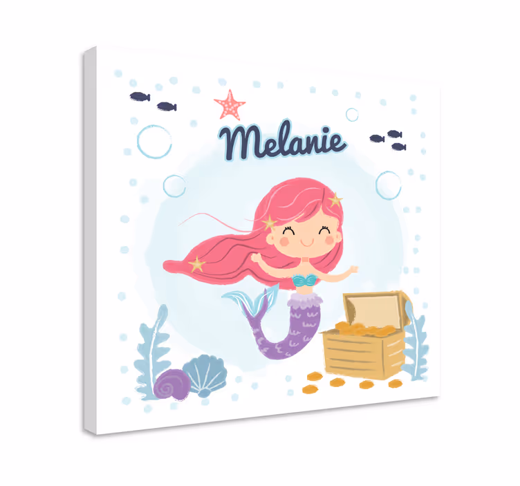 Cuadro infantil Bebe de sirena con nombre - TenVinilo