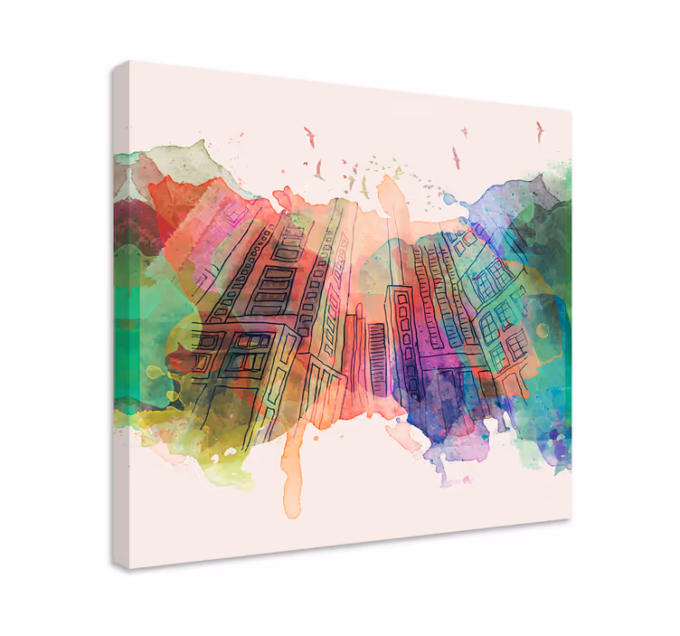 Cuadro ciudades Coloridos edificios modernos - TenVinilo