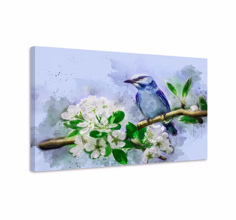 Cuadro aves pájaro en flor - TenVinilo
