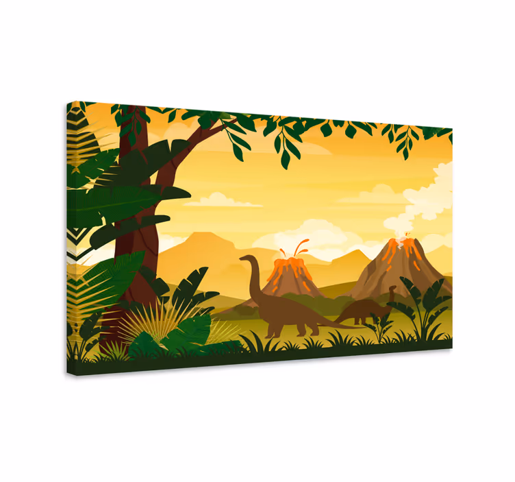 Cuadro dinosaurios jurásico tropical - TenVinilo