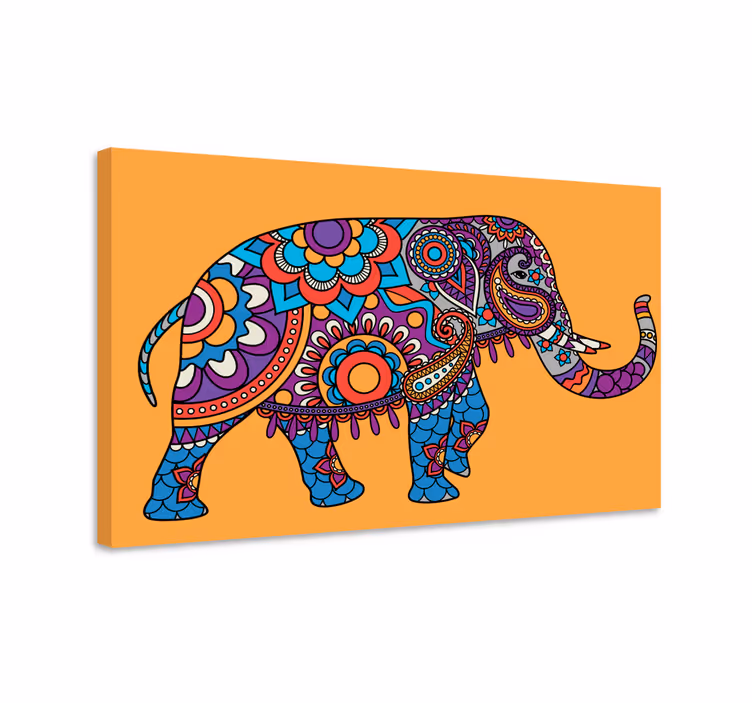 Cuadro elefante Elefante mandala multicolor caminando - TenVinilo