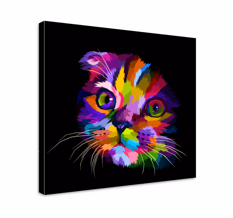 Cuadro de gatos Gato arcoiris pintado - TenVinilo