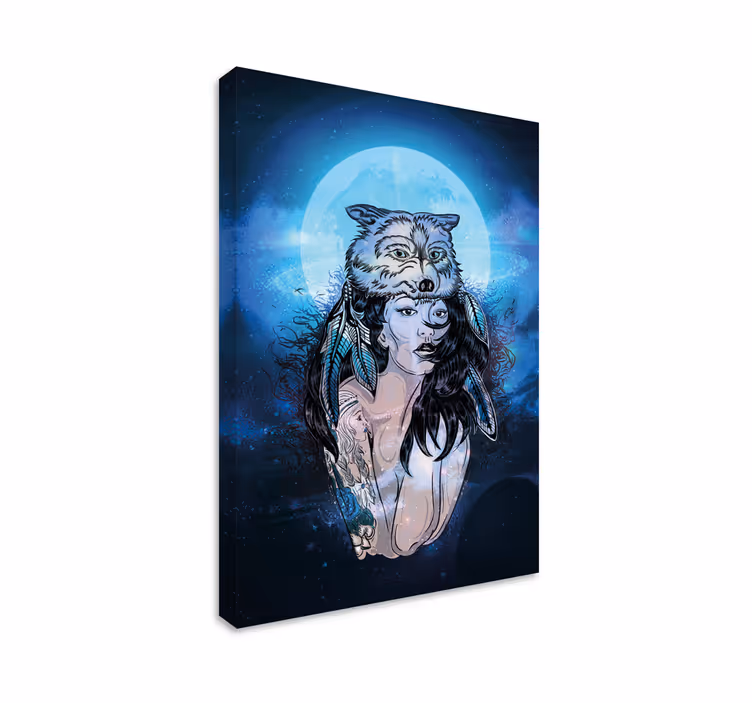 Cuadro animales mujer lobo - TenVinilo