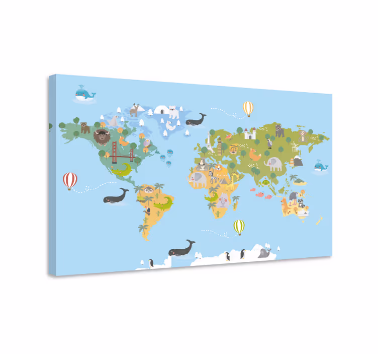 Cuadro mapamundi Mapa de niños - TenVinilo
