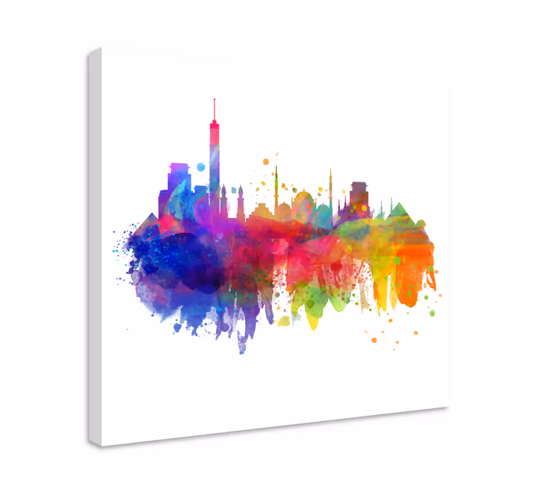 Cuadro ciudades horizonte urbano colorido - TenVinilo