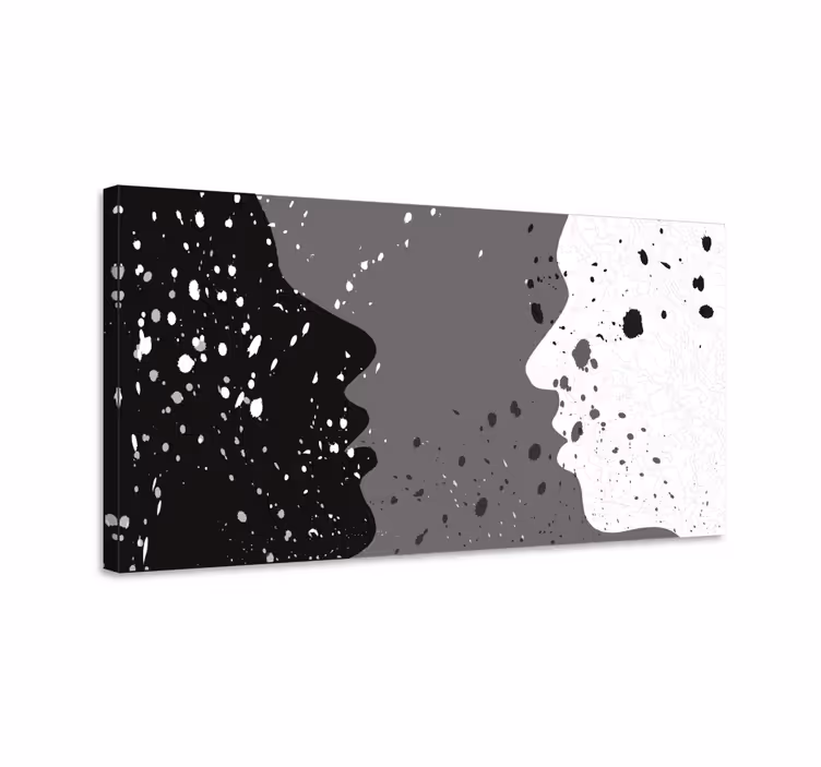 Cuadro de personas Media cara blanca y oscura - TenVinilo