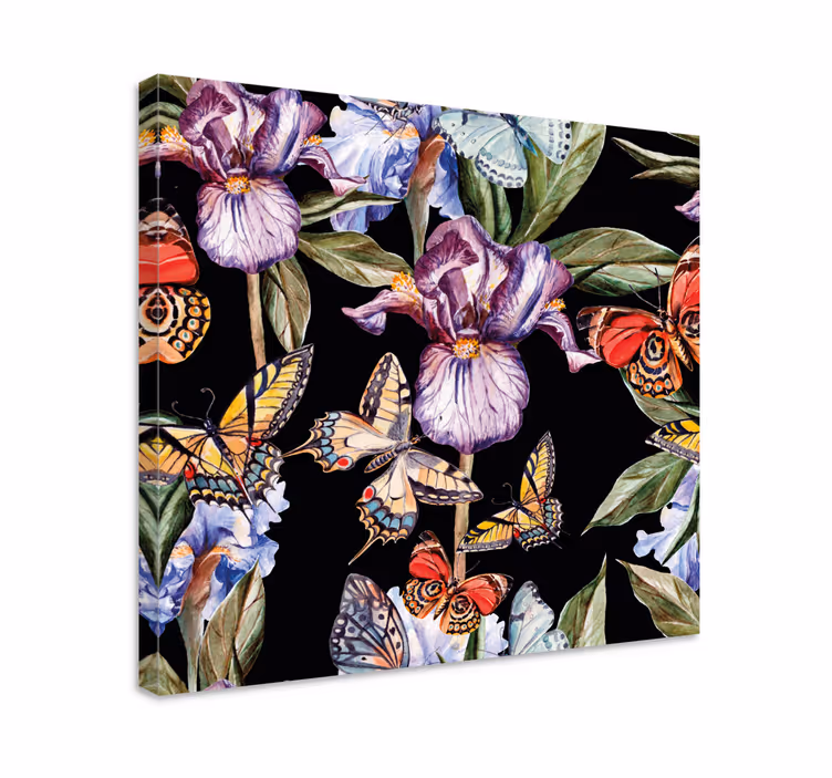 Cuadro mariposas Flores delicadas y - TenVinilo