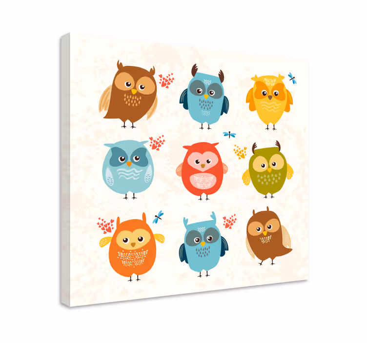 Cuadro animales colección de búhos encantadores - TenVinilo