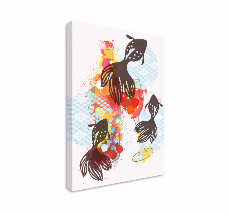 Cuadro peces Calamares abstrac con pintura - TenVinilo