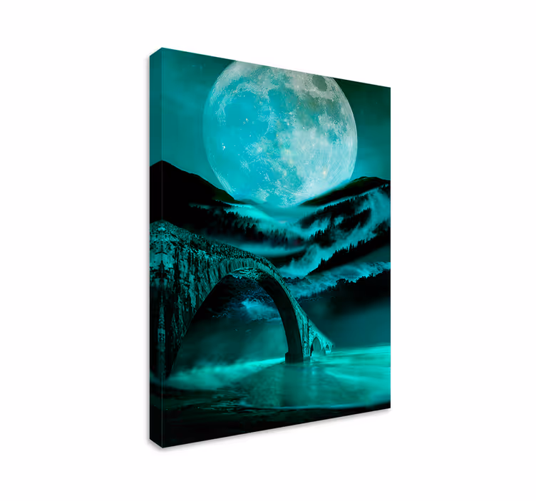 Cuadro paisajes puente iluminado por la luna - TenVinilo
