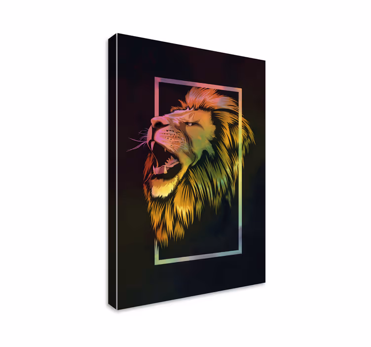 Cuadro animales León colorido pintado - TenVinilo