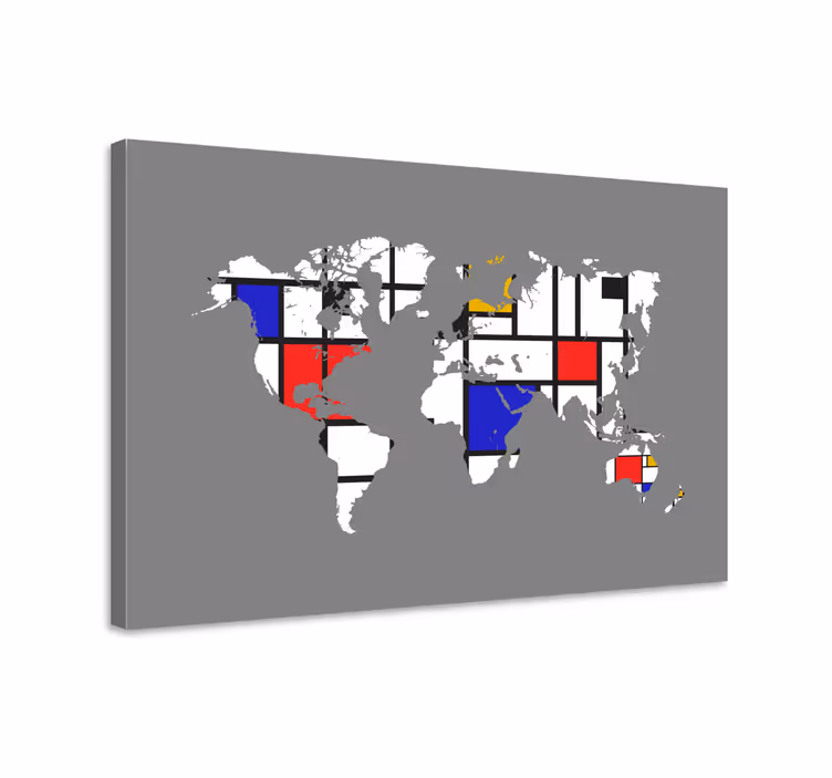 Cuadro mapamundi Mondrian - TenVinilo