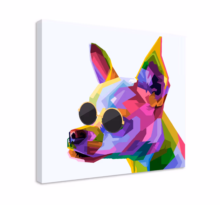 Cuadro perro Chiuaua multicolor con gafas - TenVinilo