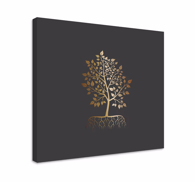 Cuadro árboles Oro con raíces - TenVinilo