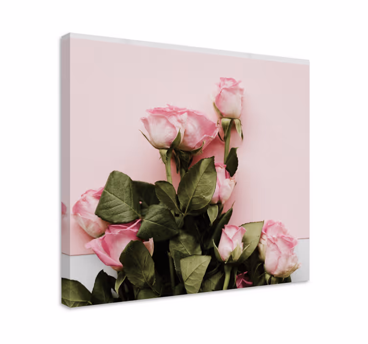Cuadro de flores Diseño elegante de rosas rosadas - TenVinilo