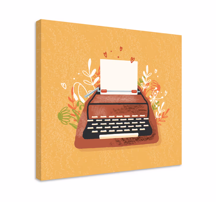 Cuadro musical máquina de escribir con flores - TenVinilo