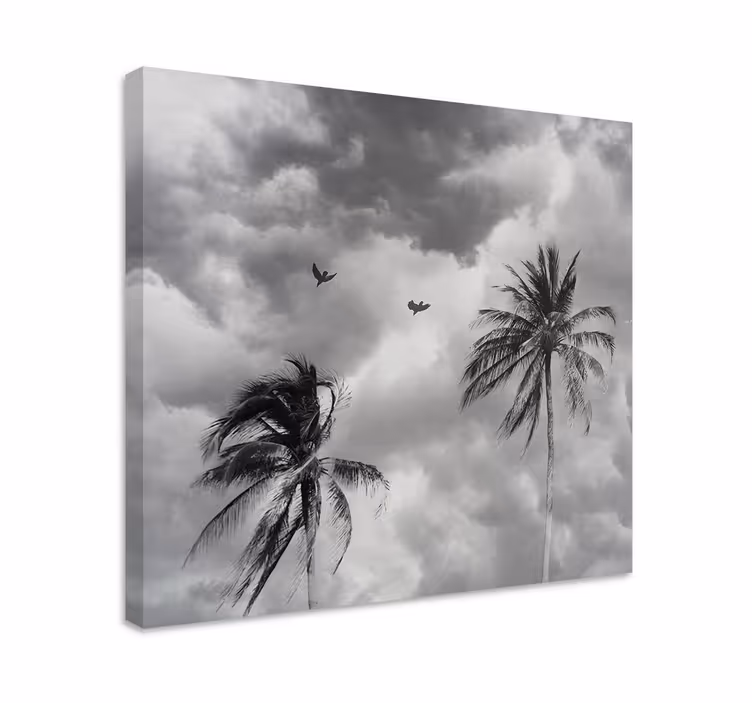 Cuadro de flores contorno de palmeras - TenVinilo