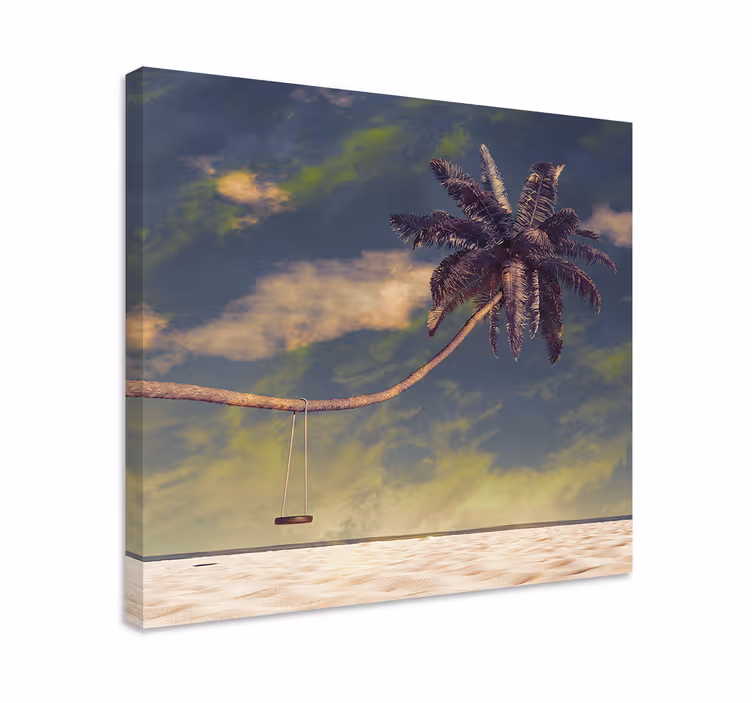 Cuadro comedor Palmera con un columpio - TenVinilo