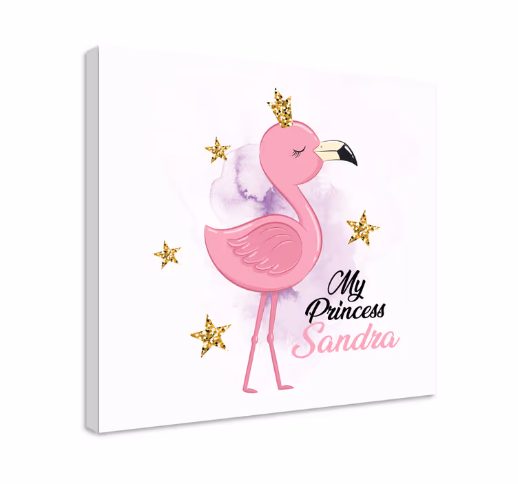 Cuadro personalizable Linda princesa flamenco con nombre - TenVinilo
