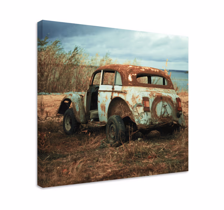 Cuadro retro vintage coche clásico oxidado - TenVinilo