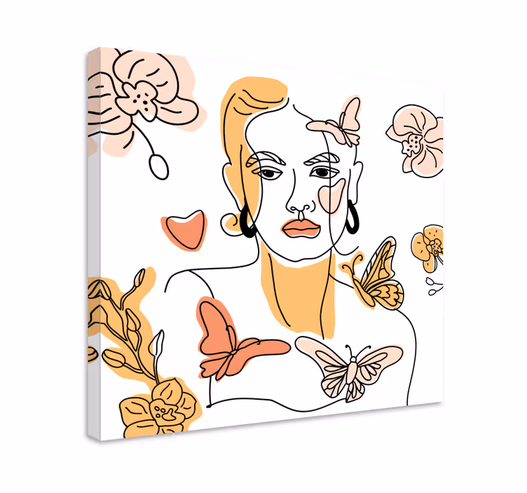 Cuadro de flores retrato floral estilizado - TenVinilo