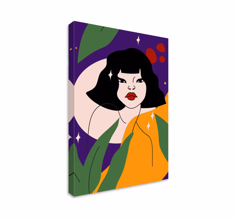 Cuadro para dormitorio Mujer abstracta con plantas - TenVinilo