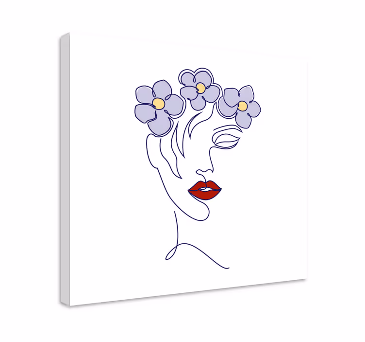 Cuadro artístico mujer elegante floral - TenVinilo