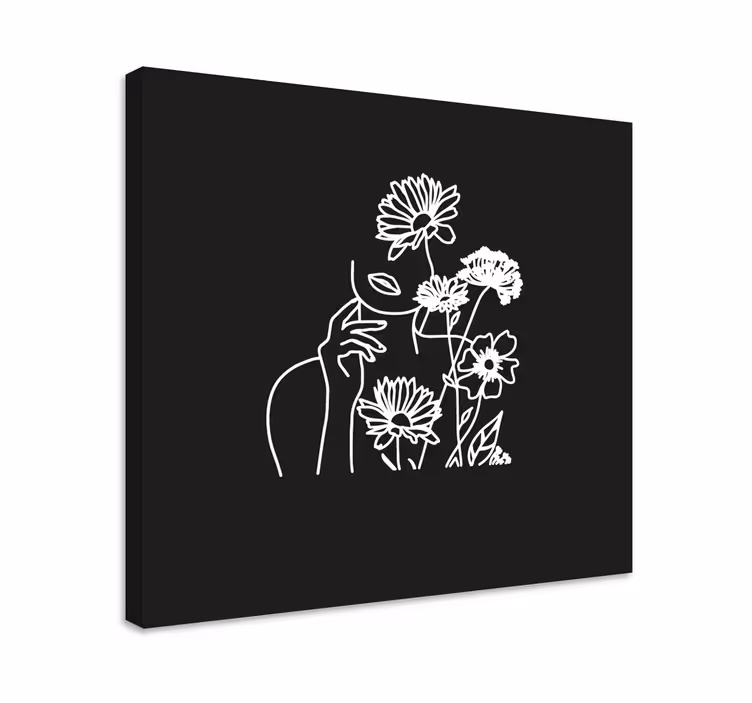Cuadro de flores dibujo lineal floral minimalista - TenVinilo