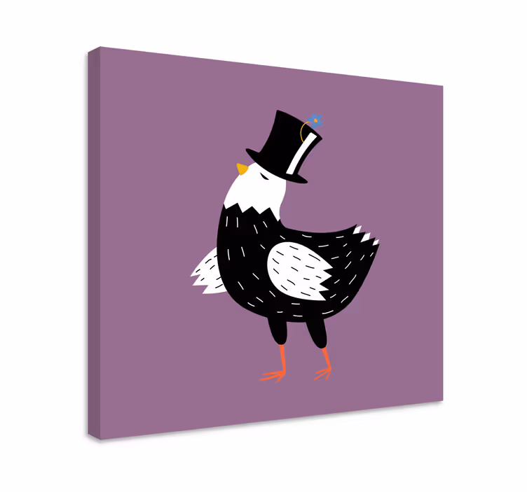 Cuadro aves pájaro elegante con sombrero - TenVinilo