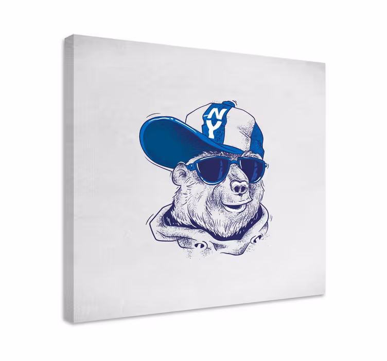 Cuadro moderno Graffiti de dibujos animados de oso azul - TenVinilo