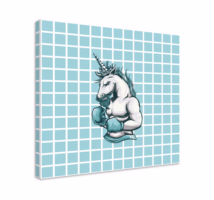 Cuadro moderno Entrenamiento gimnasio unicornio dibujos animados - TenVinilo