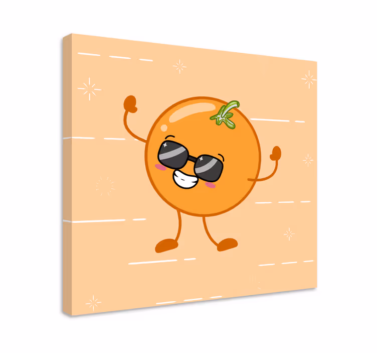 Cuadro moderno Lindo, sonriente, naranja, caricatura - TenVinilo