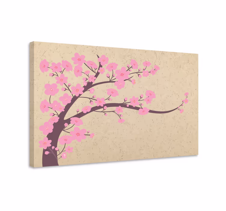 Cuadro 3d Flores rosadas con fondo beige - TenVinilo