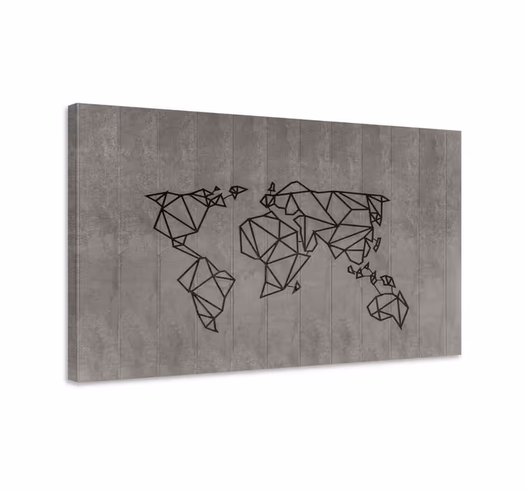Cuadro 3d Mapamundi gris y negro - TenVinilo