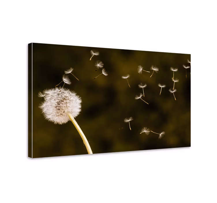 Cuadro de flores Diente de león de cerca con verde reemplace esto - TenVinilo