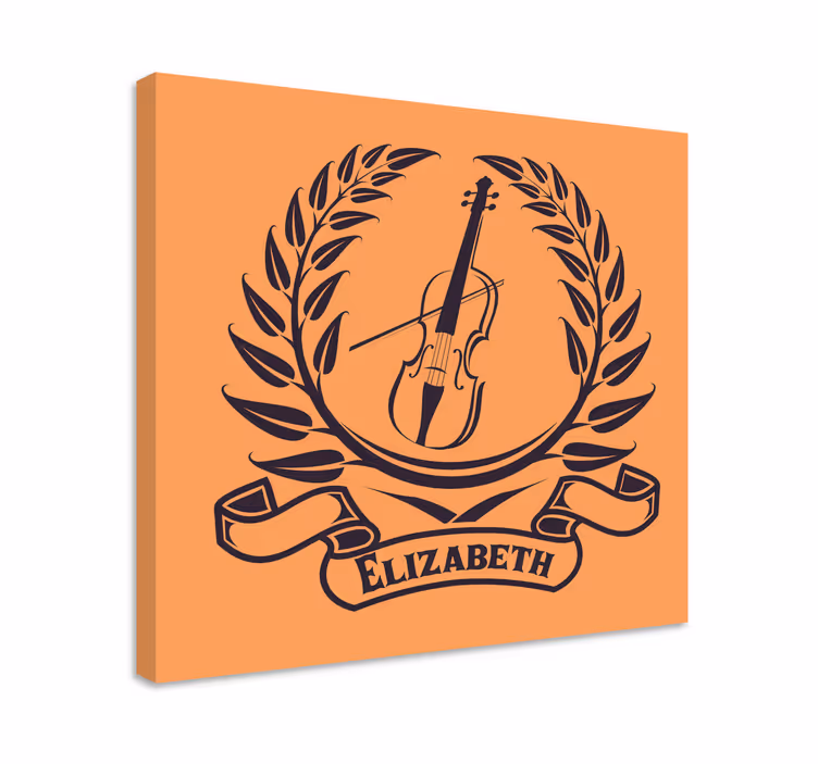 Cuadro musical emblema de violín con laureles - TenVinilo