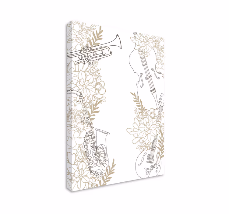 Cuadro musical Instrumento musical en flores - TenVinilo