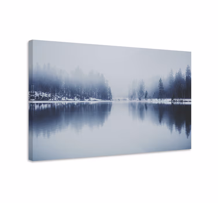 Cuadro paisajes reflejo del bosque nebuloso - TenVinilo