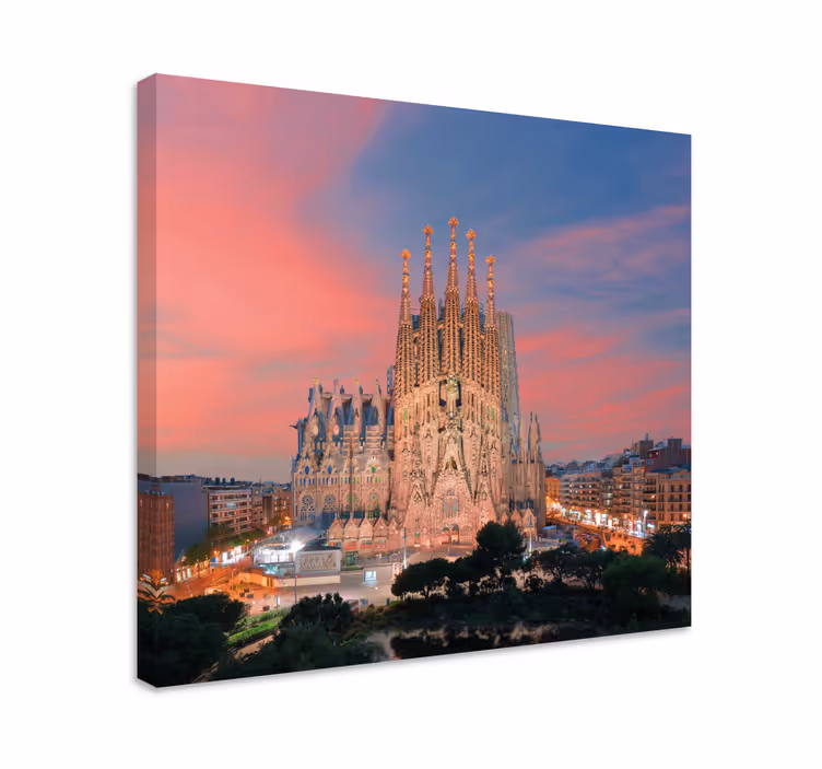 Cuadro ciudades sagrada familia al atardecer - TenVinilo