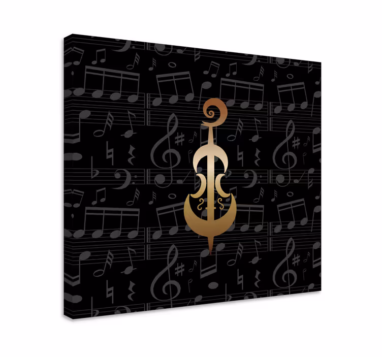 Cuadro musical Silueta de violonchelo dorado - TenVinilo