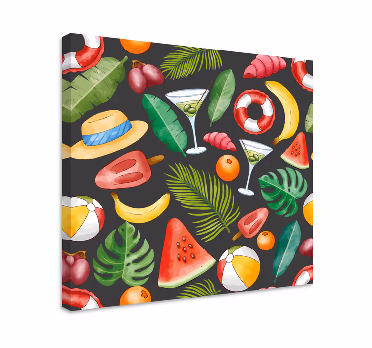 Cuadro moderno Patrón de frutas y hojas - TenVinilo
